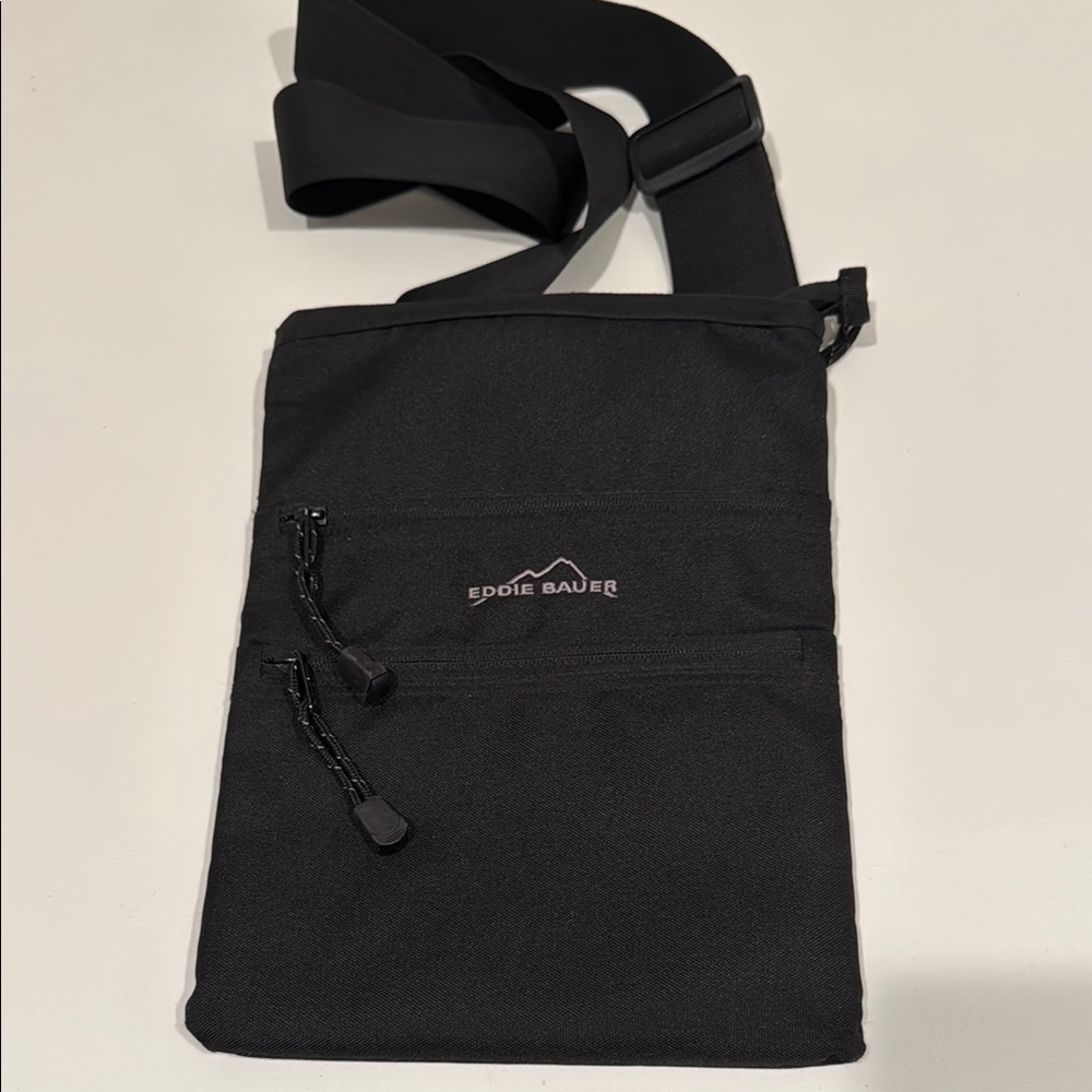 Eddie Bauer Black Messenger Bag Modern Minimalist Design